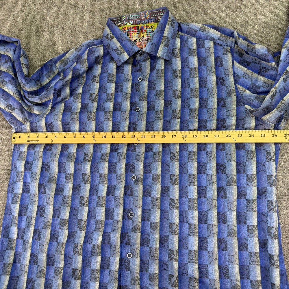 Robert Graham Shirt Men's 3XL Blue Check Playing Card Flip Cuff Button Up - Picture 8 of 13